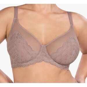 Hsia Women's Mauve Lace Bra, Size 44D, Adjustable Straps Minimizer New